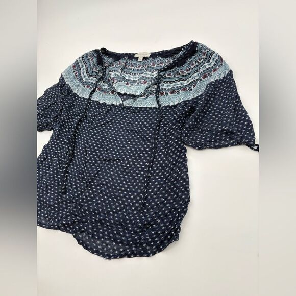 Lucky brand | Navy Blue Patterned Women's Top - Picture 5 of 7